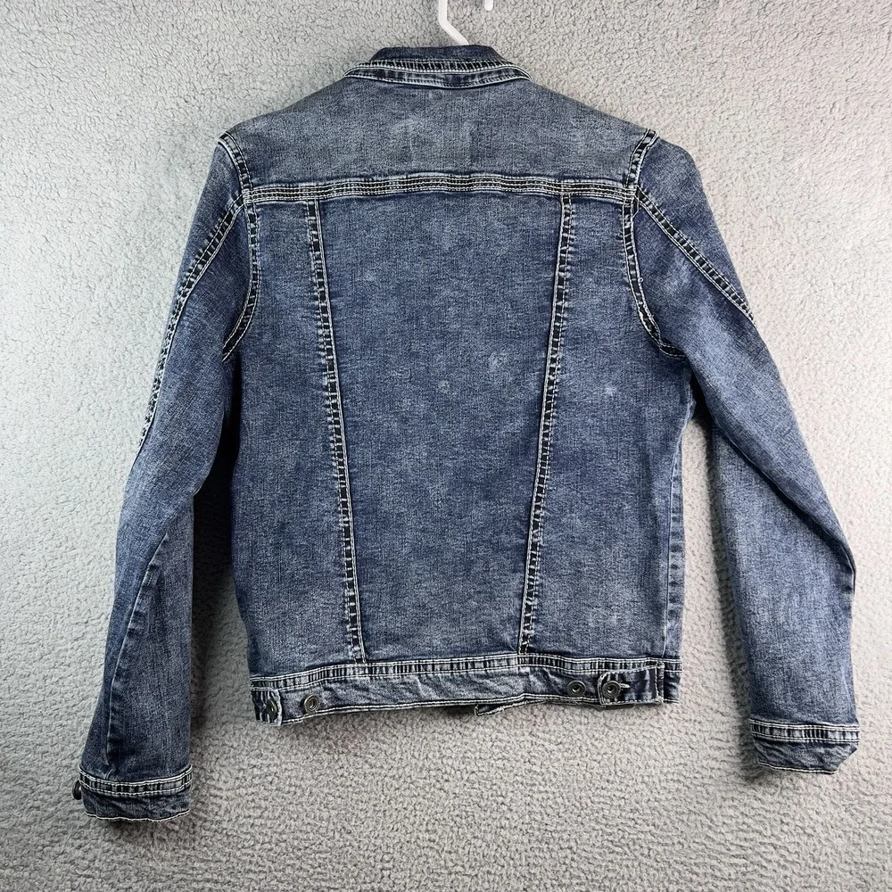BKE‎ Men Jacket MEDIUM Blue Denim Jacket Western Button Trucker Stretch